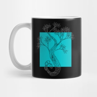 Teal Square Ink Tree Mug